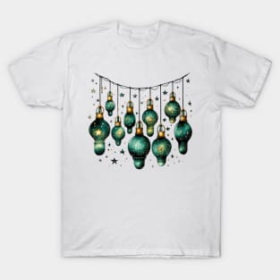 Whimsical Green Christmas Lights T-Shirt